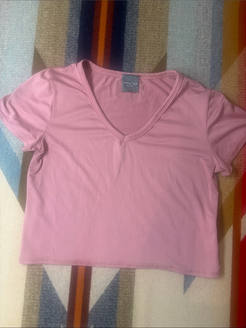 Olivia Rae Light Pink V-Neck Crop Top